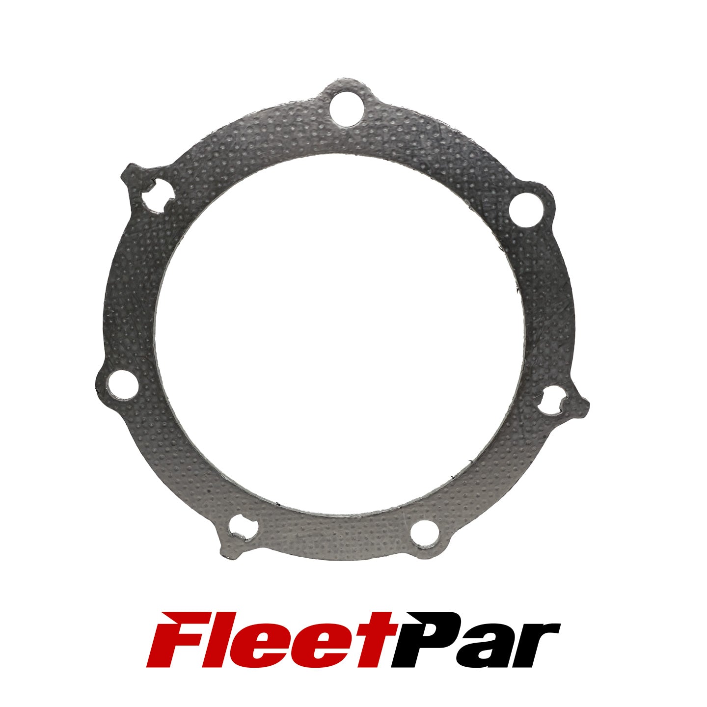 7C3Z-5H247-B DPF Gasket for Ford 2008 to 2010 Trucks A centered view of a circular metal gasket with various bolt holes, set against a white background with the FleetPar logo in red and black at the bottom.
