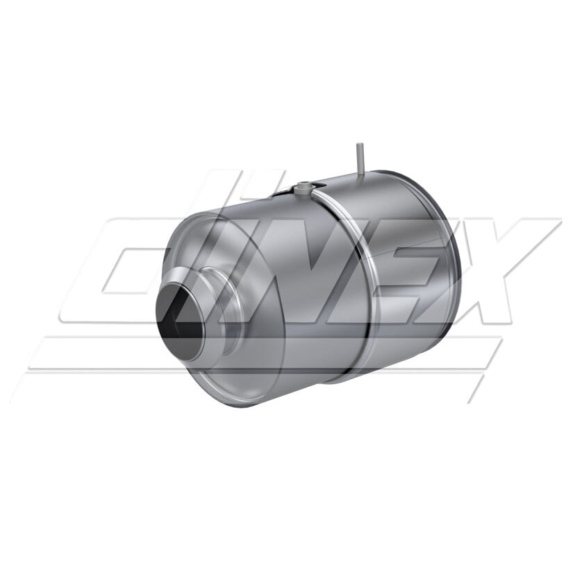 A high-quality Dinex Diesel Oxidation Catalyst (DOC) designed for Cummins ISB and QSB engines. OEM part numbers 4353812, 4353812NX, 4353812RX, A048S226. Features a durable metal construction with inlet and outlet ports, suitable for emissions control.