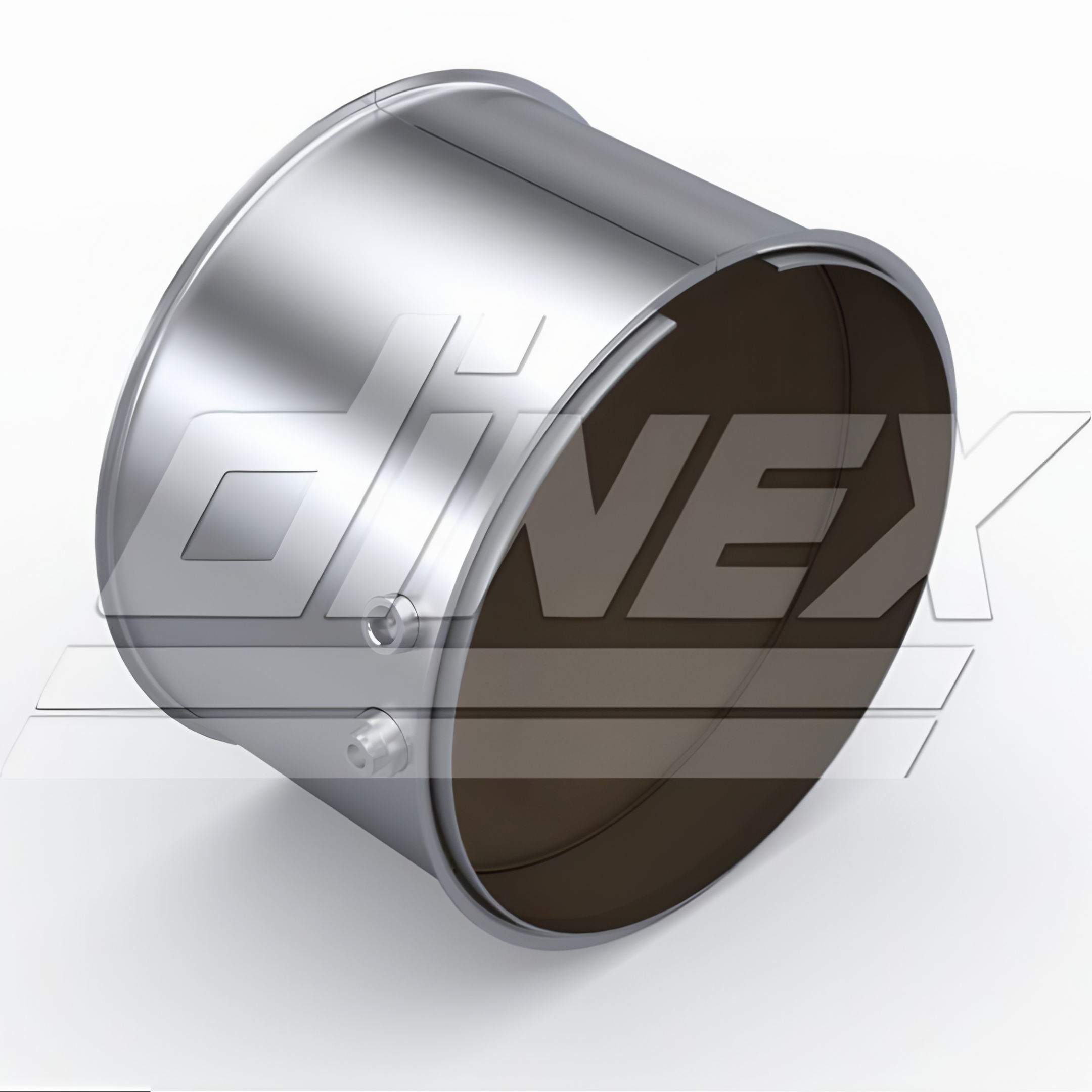 Angled front view of DOC Diesel Oxidation Catalyst with Dinex watermark