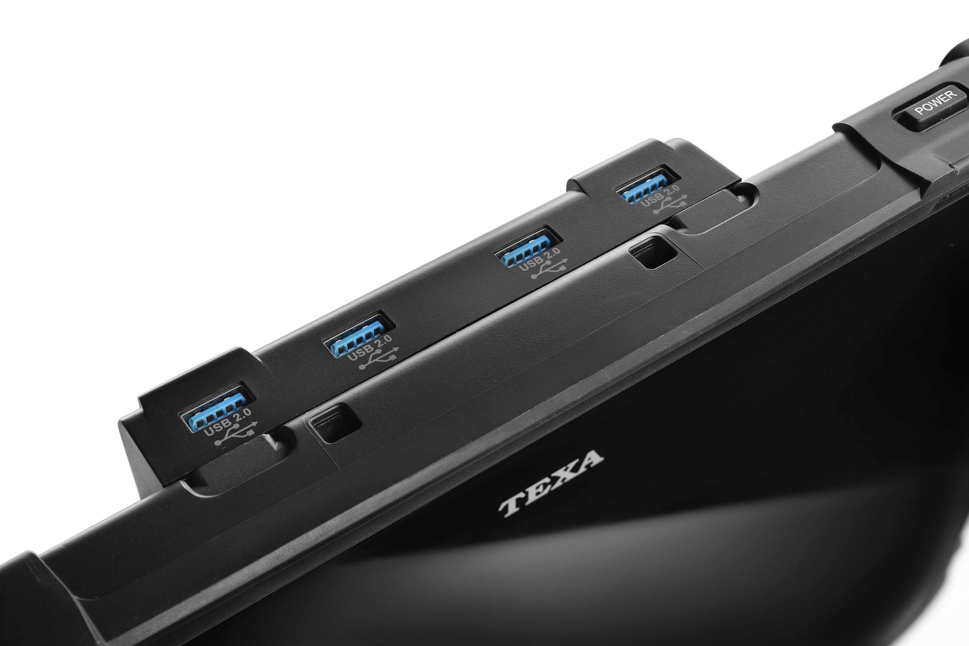 Top view showing magnetically detachable USB hub