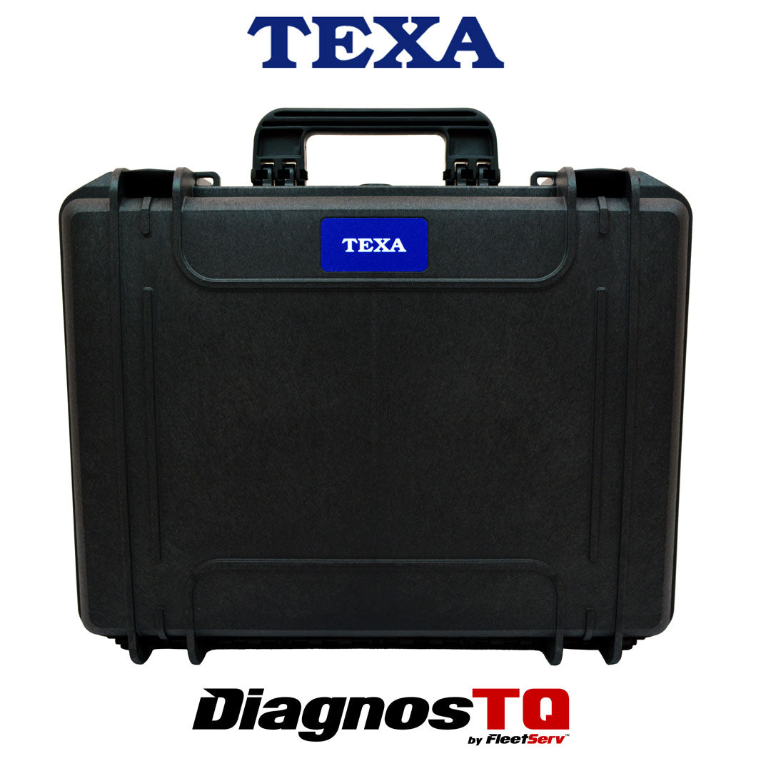 The TEXA Bike Basic Essential Cable Kit Version 2 (S04994) with the case securely closed. The durable black case is shown from the outside, designed for safe storage and easy transportation of all included diagnostic cables for various motorcycle brands like Honda, Suzuki, BMW, and Harley Davidson.