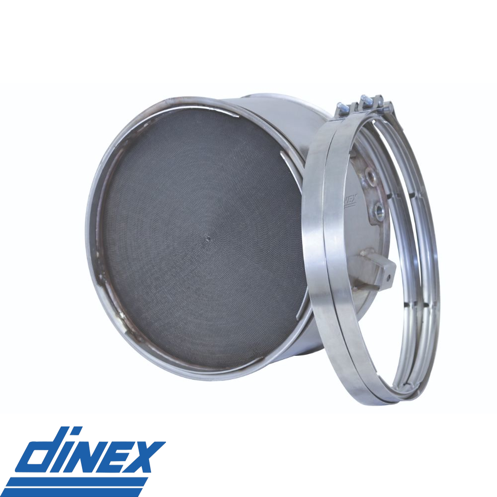 Image of a Volvo/Mack MP7 Diesel Oxidation Catalyst (DOC) with part numbers 20863840, 85001356, 21850643, and 85000777. This DOC is a direct fit replacement offering OEM-level or greater performance, designed to save on costs without core charges. The part is new, not re-manufactured, and comes with complimentary gaskets. It includes a three-year unlimited mileage warranty.