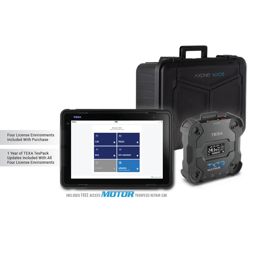 TEXA Axone Voice Deluxe Fleet Diagnostic Package with Bike Software, Multihub 2, and T22 Cable – Multi-Platform Vehicle Coverage for Truck, OHW, Car, and Bike